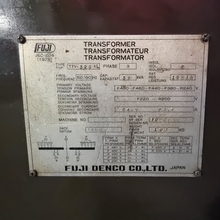 Fuji Transformer Name Plate